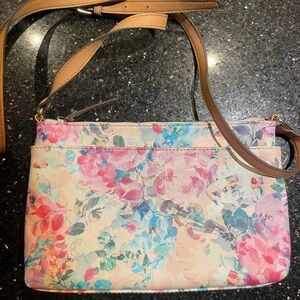 Nanette Lepore white floral pastel crossbody hand bag purse adjustable strap NEW